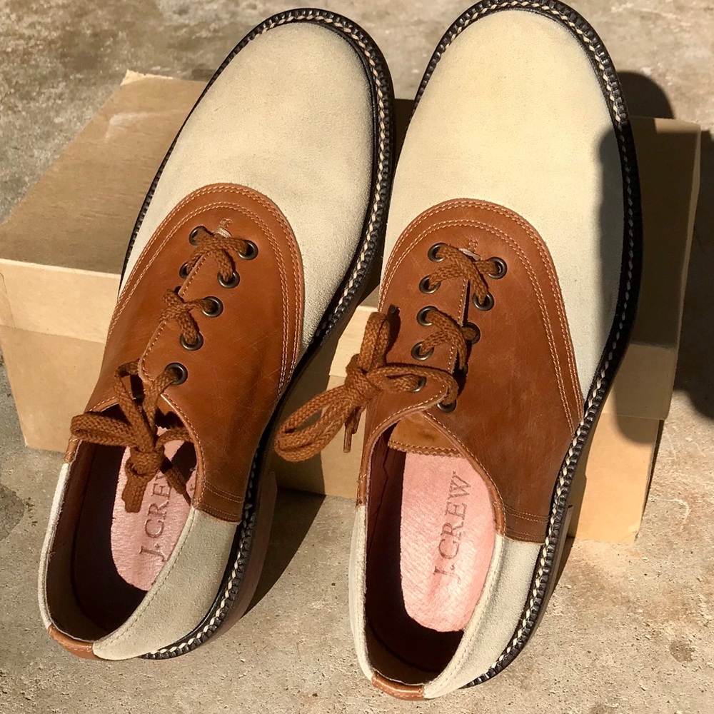 men’s J Crew Saddle Oxfords, Sz 9.5, color Canvas